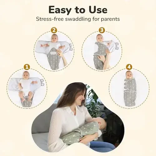 Mama Cheetah Organic Baby Swaddle Blankets 3 Pack, Easy to Use Adjustable Swaddling Swaddles for 0-3 Months Boy Girl Newborn Essentials, Grey - 3