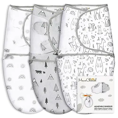 Mama Cheetah Preemie Swaddle Sack - Organic Swaddle Sleep Sacks for Preemies, 4-7 lbs, Newborn Essentials, 3-Pack, Grey - 1