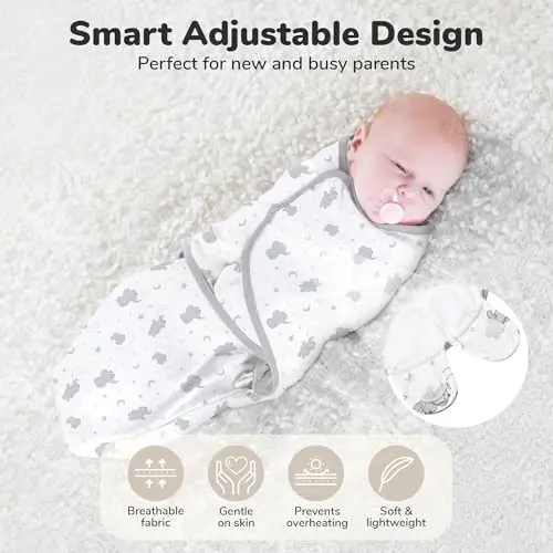 Mama Cheetah Preemie Swaddle Sack, Organic Swaddling Sleep Sacks for Preemies, Preemie Swaddle Blanket Wrap, Easy Swaddles for Premature Baby Boy Girl 4-7 lbs, Newborn Essentials, 4-Pack, Grey - 5