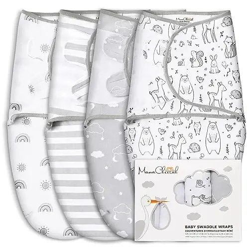 Mama Çita Prematüre Kundak Tulumu, Prematüreler için Organik Kundak Uyku Tulumları, Prematüre Kundak Battaniyesi, Erken Doğan Erkek Kız Bebekler için Kolay Kundaklar 1,8-3,2 kg, Yenidoğan Temel İhtiyaçları, 4'lü Paket, Gri 