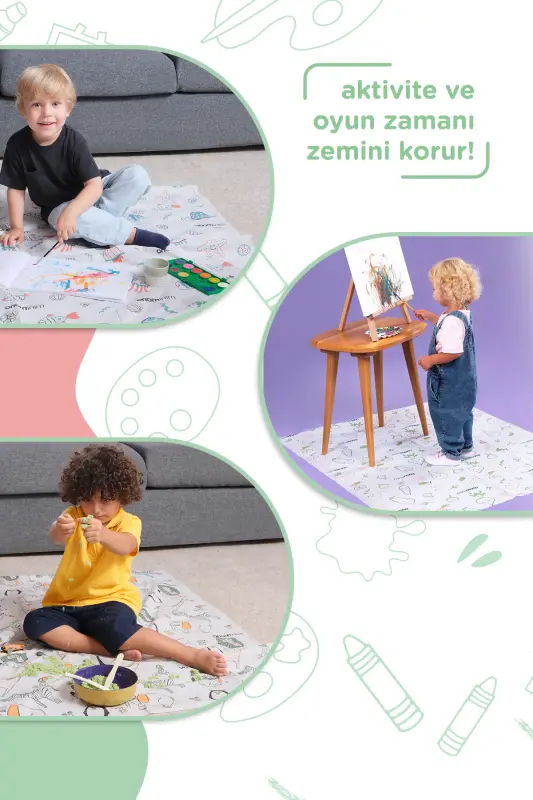 Mama Sandalyesi Altı Ve Aktivite Örtüsü - Kullan At- 1 Rulo 10 Adet - Mavi - 2