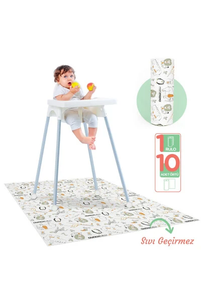 Mama Sandalyesi Altı Ve Aktivite Örtüsü - Kullan At- 1 Rulo 10 Adet-Turuncu - Modazone