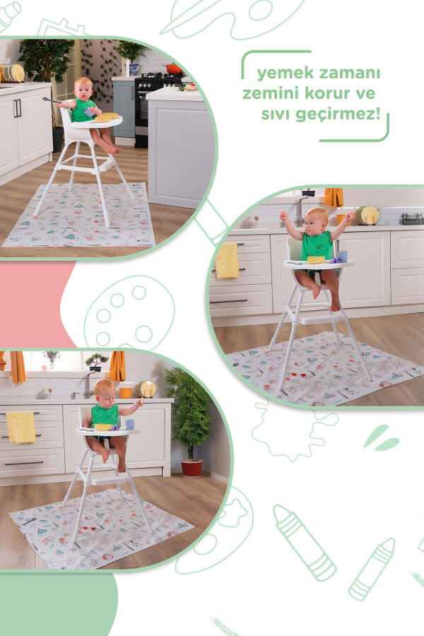 Mama Sandalyesi Altı Ve Aktivite Örtüsü - Kullan At- 1 Rulo 10 Adet-Yeşil - 4