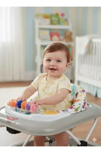 Mama Tablalı Bebek Yürüteci Müzikli Ve Işıklı 10 Teker Yürüteç-GRİ - 3