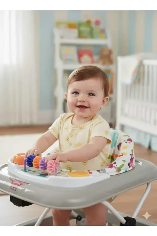 Mama Tablalı Bebek Yürüteci Müzikli Ve Işıklı 10 Teker Yürüteç-GRİ - 3