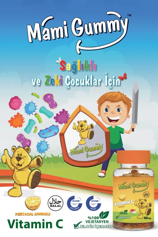 Mamigummy Kids Gummies C Vitamini Içeren 60 Adet Çiğnenebilir Gummy Jel Portakal Aromalı - 4