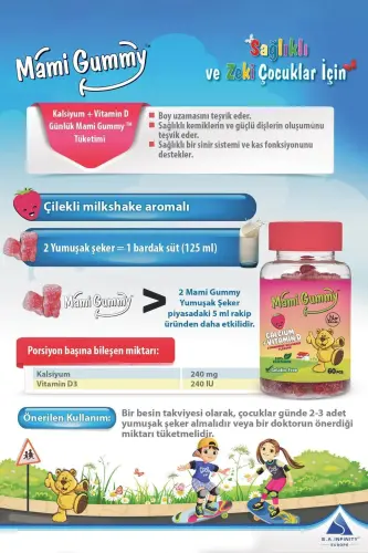 Mamigummy Kids Gummies D vitamini va kaltsiy içer - 5