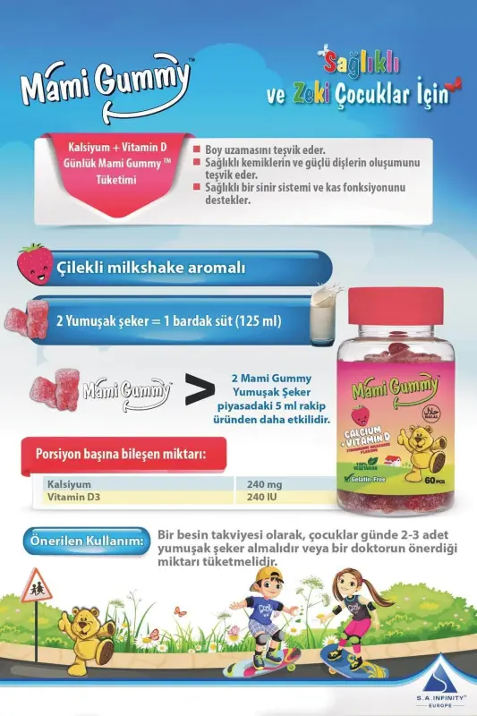 Mamigummy Kids Gummies D vitamini va kaltsiy içer - 5