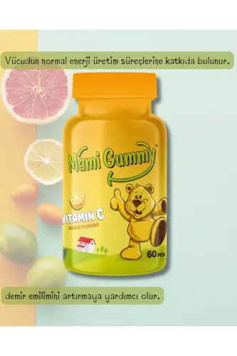 Mamigummy Kids Gummies Vitamin C 60 Chewy Gummy Jellies Orange Flavored - MAMI GUMMY (1)