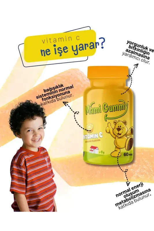 Mamigummy Kids Gummies Витамин C 60 жевательных желейных конфет с апельсиновым вкусом - 3