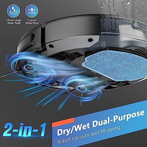 MAMNV Robot Vacuum and Mop Combo, WiFi/App, Robotic Vacuum Cleaner with Schedule, 2 in 1 Mopping Robot Vacuum with Watertank and Dustbin, Self-Charging, Slim, Ideal for Hard Floor, Pet Hair, Carpet - 2