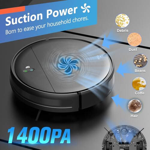 MAMNV Robot Vacuum and Mop Combo, WiFi/App, Robotic Vacuum Cleaner with Schedule, 2 in 1 Mopping Robot Vacuum with Watertank and Dustbin, Self-Charging, Slim, Ideal for Hard Floor, Pet Hair, Carpet - 4