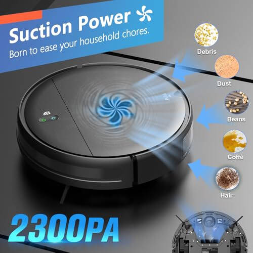 MAMNV Robot Vacuum and Mop Combo, WiFi/App, Robotic Vacuum Cleaner with Schedule, 2 in 1 Mopping Robot Vacuum with Watertank and Dustbin, Self-Charging, Slim, Ideal for Hard Floor, Pet Hair, Carpet - 6