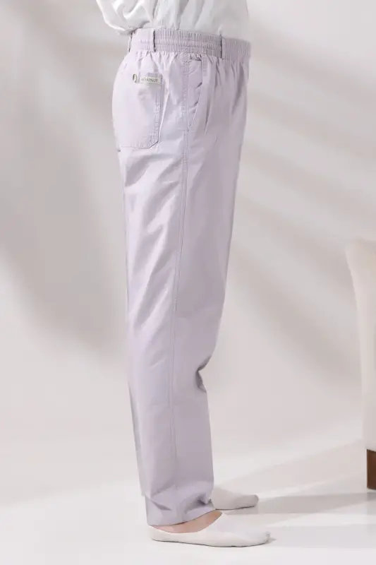 Man Linen Elastic Waist Relaxed Fit Pants for Hajj and Umrah - 4