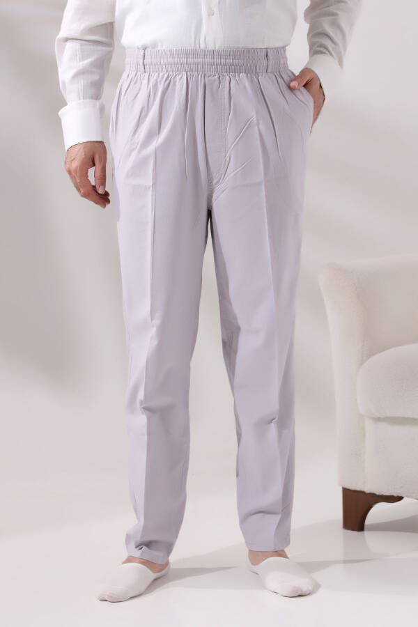 Man Linen Elastic Waist Relaxed Fit Pants for Hajj and Umrah - 3