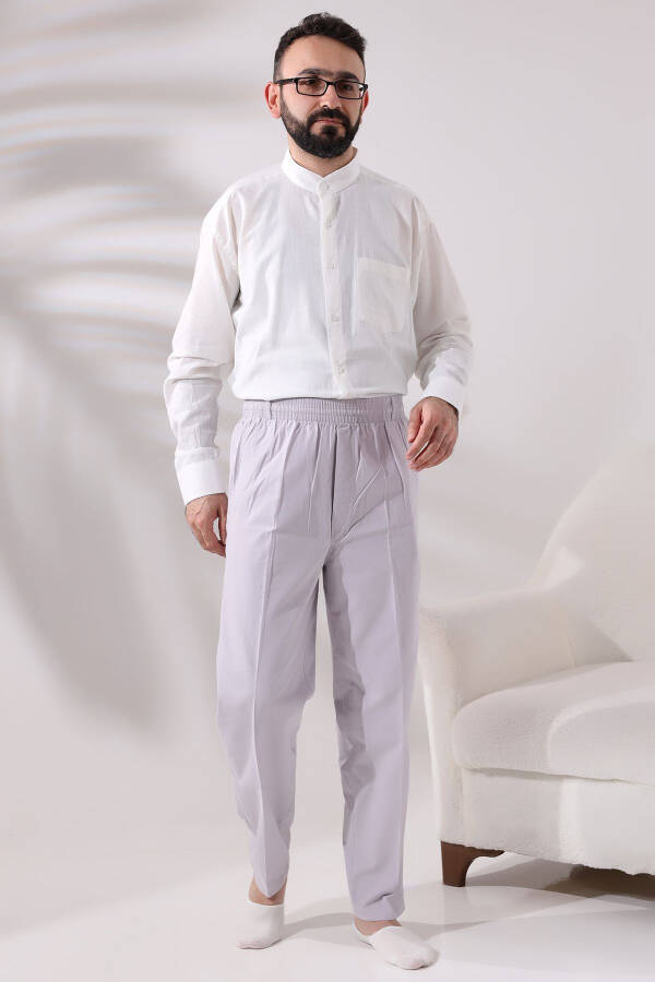 Man Linen Elastic Waist Relaxed Fit Pants for Hajj and Umrah - 6