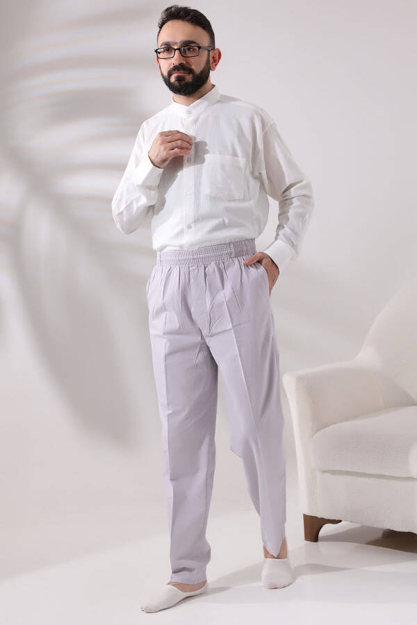 Man Linen Elastic Waist Relaxed Fit Pants for Hajj and Umrah - 7