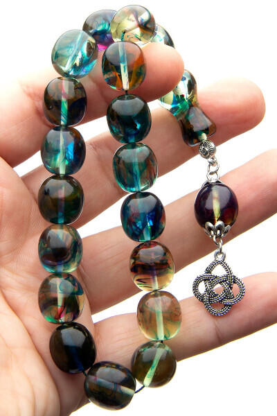 Man Maskot Boy Transparent Blue Bead Blue Filter Amber Rosary Efe Rosary - OTTOTESBİH (1)