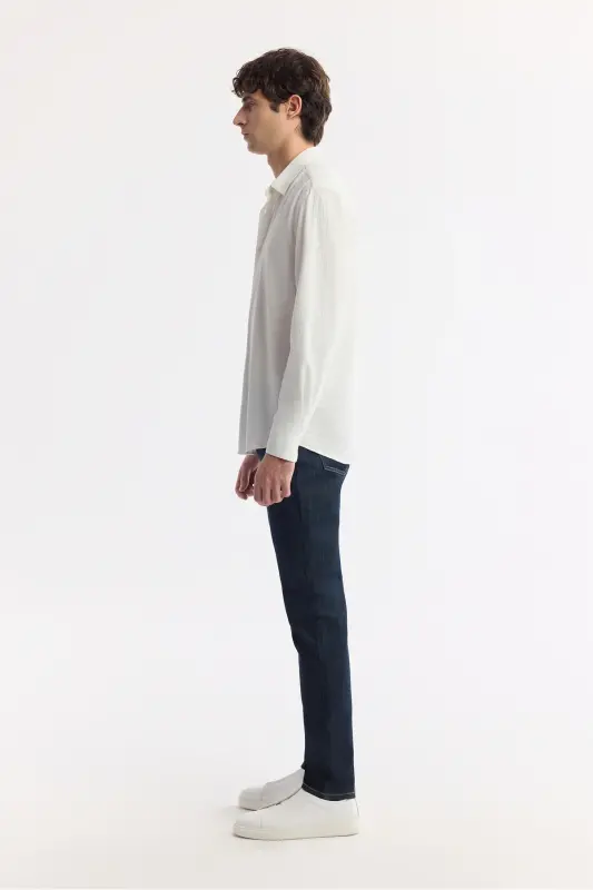 Man White Button-Down British Collar Viscose Blend Do - 3