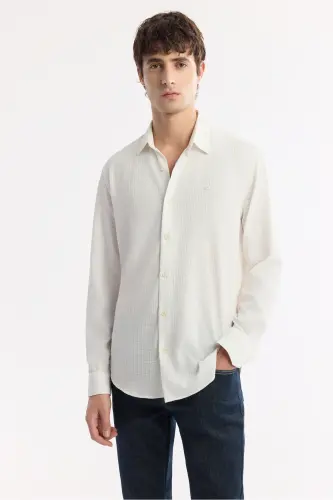 Man White Button-Down British Collar Viscose Blend Do - 5