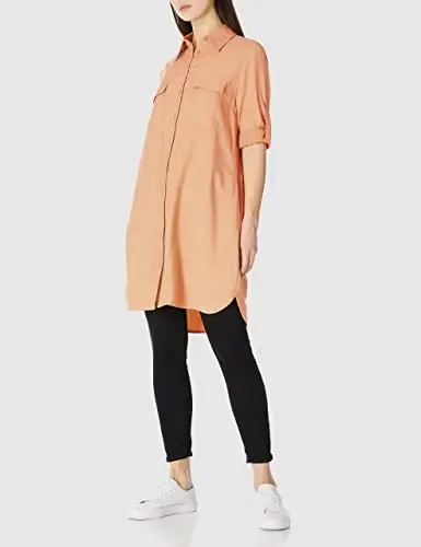 MANAIXUAN Women's Shirt Dress V Neck Long Sleeve Loose Casual with Pockets Front Button - 2