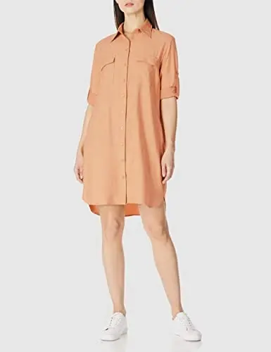 MANAIXUAN Women's Shirt Dress V Neck Long Sleeve Loose Casual with Pockets Front Button - 5