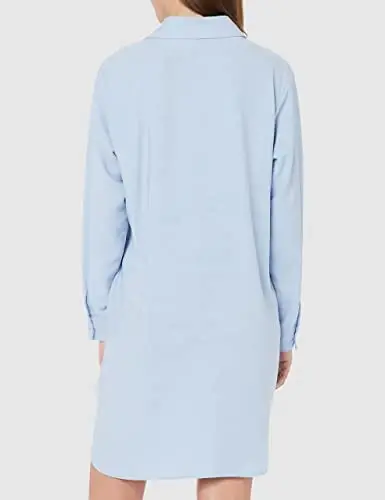 MANAIXUAN Women's Shirt Dress V Neck Long Sleeve Loose Casual with Pockets Front Button - 4