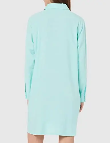 MANAIXUAN Women's Shirt Dress V Neck Long Sleeve Loose Casual with Pockets Front Button - 4