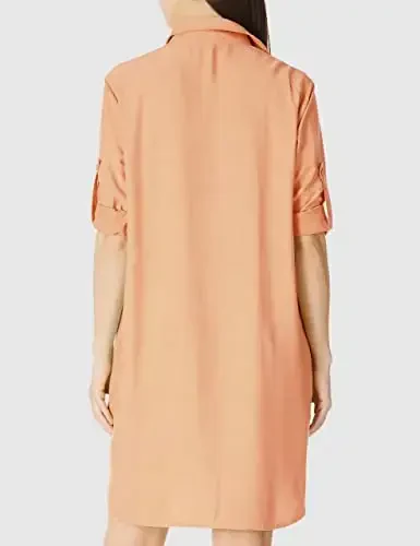 MANAIXUAN Women's Shirt Dress V Neck Long Sleeve Loose Casual with Pockets Front Button - 3