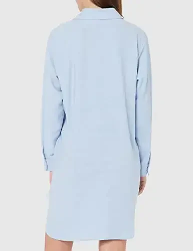 MANAIXUAN Women's Shirt Dress V Neck Long Sleeve Loose Casual with Pockets Front Button - 4