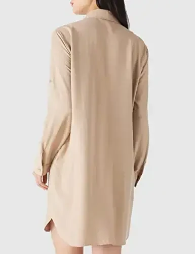 MANAIXUAN Women's Shirt Dress V Neck Long Sleeve Loose Casual with Pockets Front Button - 3