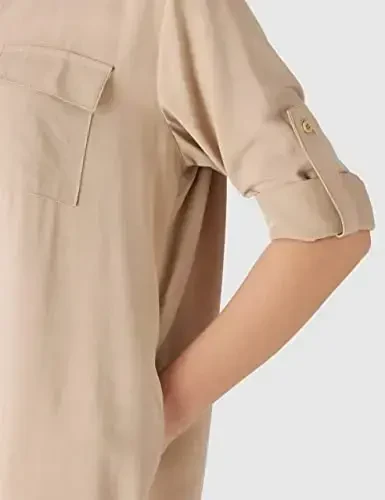 MANAIXUAN Women's Shirt Dress V Neck Long Sleeve Loose Casual with Pockets Front Button - 5