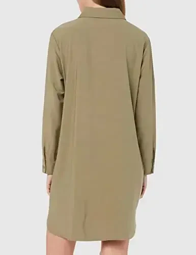 MANAIXUAN Women's Shirt Dress V Neck Long Sleeve Loose Casual with Pockets Front Button - 4