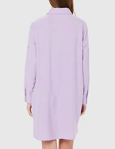 MANAIXUAN Women's Shirt Dress V Neck Long Sleeve Loose Casual with Pockets Front Button - 4