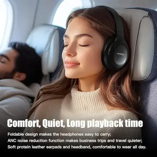 MANAYO Bluetooth Active Noise Cancelling Headphones, Wireless Over The Ear Headphones with Microphone for Travel, Home, Office, 150H Playtime, Bluetooth 5.4, Hands-Free Calls - 4