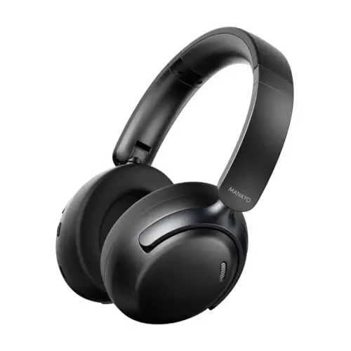 MANAYO H30 Pro Bluetooth Headphones Over Ear, 6D Surround Sound, ANC Active Noise Cancelling, Wireless Headset with Mic, Long Battery Life for Phone PC Laptop - 1
