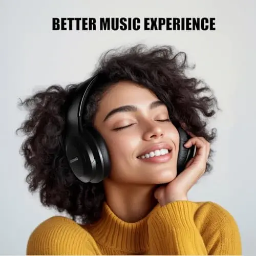MANAYO Over The Ear ANC Bluetooth Headphones, 60H Playtime Active Noise Cancelling Wireless/Wired Headphones with Microphone, Cheap Stereo Foldable Lightweight Headset for PC,TV, and Cell Phones - 5