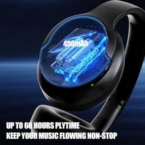MANAYO Quloq ustidagi ANC Bluetooth naushniklari, 60 soatlik ishlash vaqtiga ega faol shovqinni bekor qiluvchi simsiz/simli naushniklar, mikrofonli, arzon stereo buklanadigan engil garnitura kompyuter, televizor va uyali telefonlar uchun - 3
