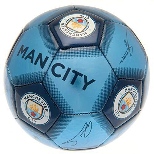 Manchester City FC İmzalı Futbol Topu (Tek Boyut) (Gök Mavisi) - 1