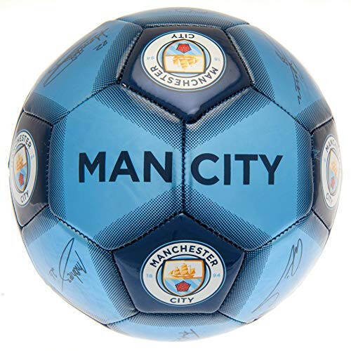 Manchester City FC İmzalı Futbol Topu (Tek Boyut) (Gök Mavisi) - 4