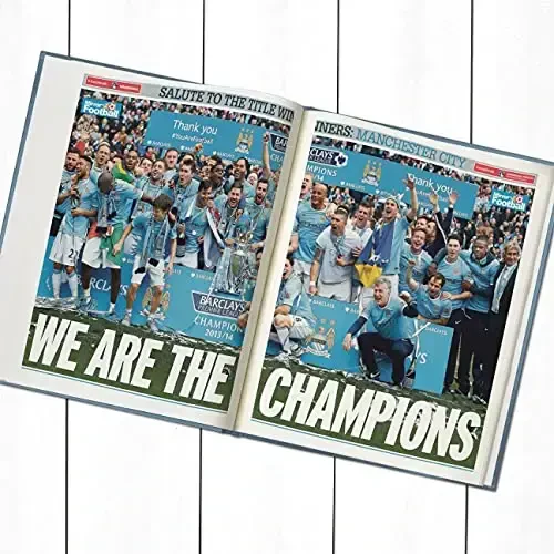 Manchester City UK English Soccer History Book - Last Minute Soccer Fan Gift - Soccer History Told Through Archive Newspaper Coverage (Man City) - 4