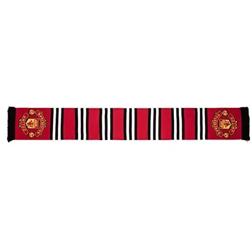 Manchester United FC Authentic EPL Stripe Sharf - Buyuk Britaniyadan import qilingan, qizil, oq, qora, 5 fut - 2