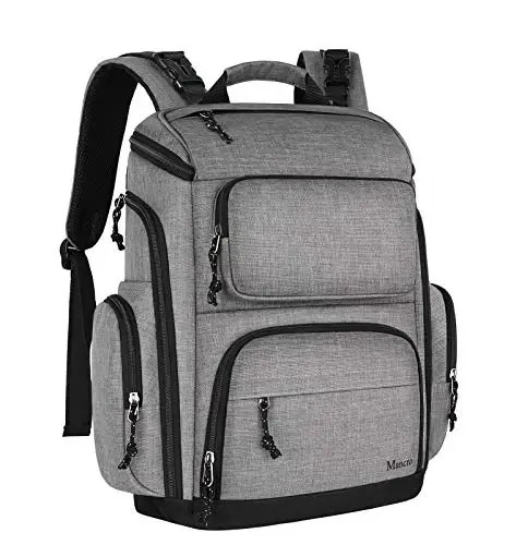 Mancro Diaper Bag Backpack, Multifunctional Travel Dad Diaper Bag with Insulated Pockets, Large Capacity Baby Diaper Backpack for Men and Women with Laptop Pocket and Stroller Straps, Grey - 1