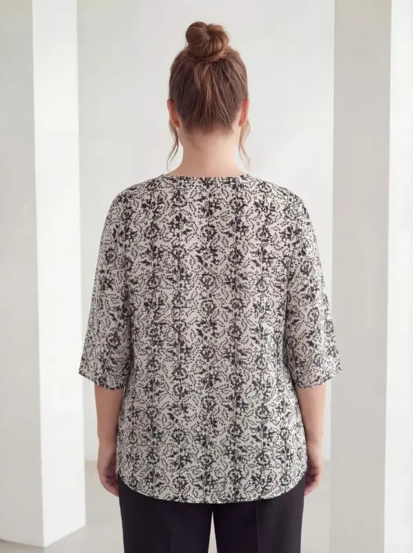 Mandarin Collar Short Sleeve Plus Size Shirt White - 4