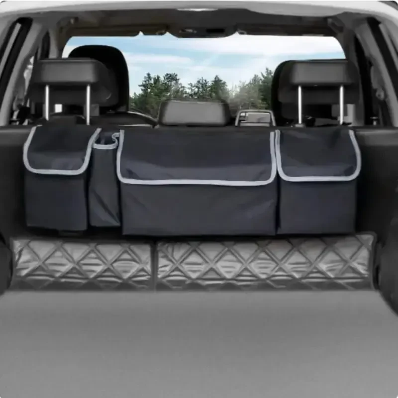 Manfiter Car Trunk Organizer, Seat Back Storage to Keep Car Trunk Neat, Car Storage Organizer Frees up Your Trunk Floor, Car Organizer and Storage for SUV Gives You a Big Space Back Seat Trunk, Black - MANFITER