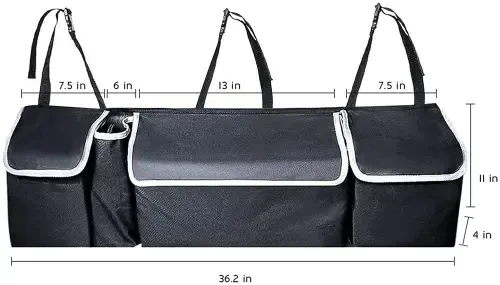 Manfiter Car Trunk Organizer, Seat Back Storage to Keep Car Trunk Neat, Car Storage Organizer Frees up Your Trunk Floor, Car Organizer and Storage for SUV Gives You a Big Space Back Seat Trunk, Black - MANFITER (1)