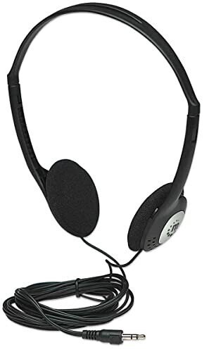 Manhattan On-Ear Wired Stereo Headphone - Long 6ft Cable, Single 3.5mm Plug, Lightweight, Adjustable Headband–for Walkman, CD Player, Computer -177481 - MANHATTAN