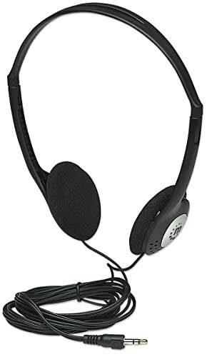 Manhattan On-Ear Wired Stereo Headphone - Long 6ft Cable, Single 3.5mm Plug, Lightweight, Adjustable Headband–for Walkman, CD Player, Computer -177481 - 1