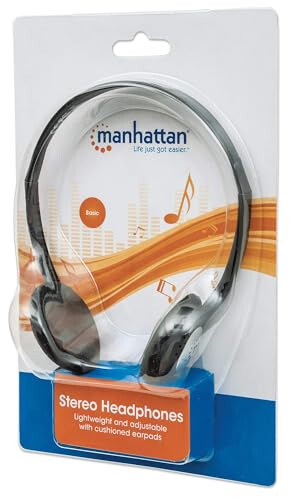 Manhattan On-Ear Wired Stereo Headphone - Long 6ft Cable, Single 3.5mm Plug, Lightweight, Adjustable Headband–for Walkman, CD Player, Computer -177481 - 7