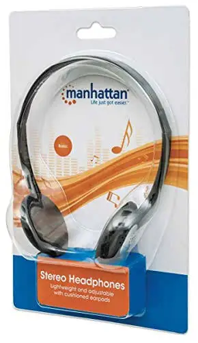 Manhattan On-Ear Wired Stereo Headphone - Long 6ft Cable, Single 3.5mm Plug, Lightweight, Adjustable Headband–for Walkman, CD Player, Computer -177481 - 2
